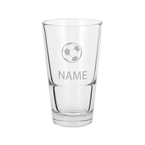 Herz & Heim® Trinkglas - Longdrinkglas mit Gratis Gravur des Wunschnamens in verschiedenen Varianten/Glas, 330 ml Fussball von Herz & Heim