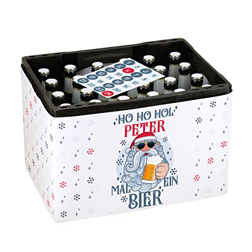 Herz & Heim® Ultimativer Männer Adventskalender - DIY - Banderole für Bierkasten und 24 Aufkleber für Kronkorken Ho Ho Ho von Herz & Heim