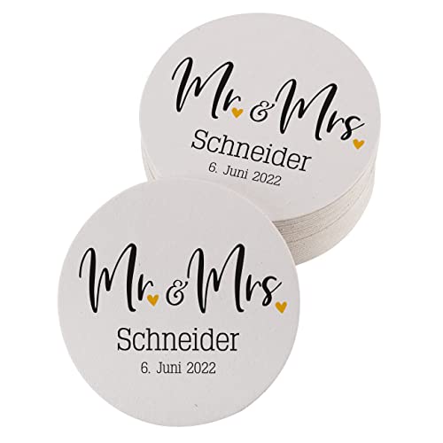 Herz & Heim® Untersetzer zur Hochzeit, Motivauswahl, Pappe, 30 Stück (Weiß) von Herz & Heim