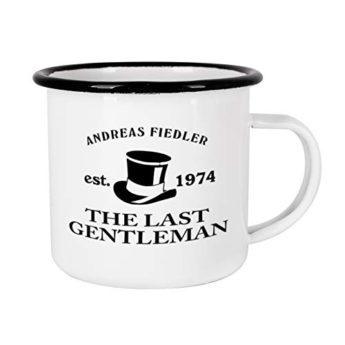 Herz & Heim® Vintage Emaille Whisky Tasse - Last Gentleman - mit Wunschnamen und Geburtsjahr von Herz & Heim