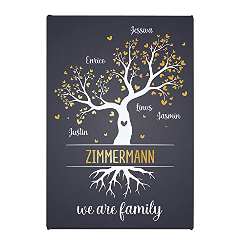Herz & Heim® We Are Family - Leinwand mit Familienbaum und Wunschnamen von Herz & Heim