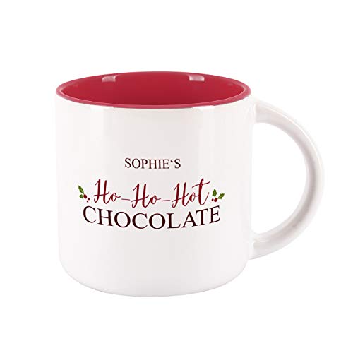 Herz & Heim® Weihnachtstasse personalisiert mit Namen - verschiedene Motive - Geschenkidee Weihnachten und Nikolaus Ho Ho Hot Chocolate Rot von Herz & Heim