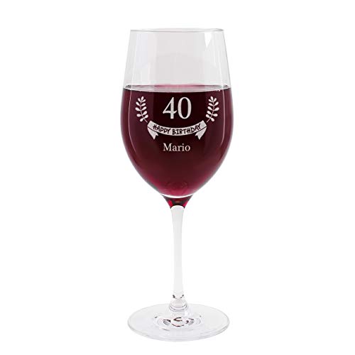 Herz & Heim® Weinglas mit Gravur des Namens zum 40. Geburtstag - Happy Birthday - die Geschenkidee von Herz & Heim