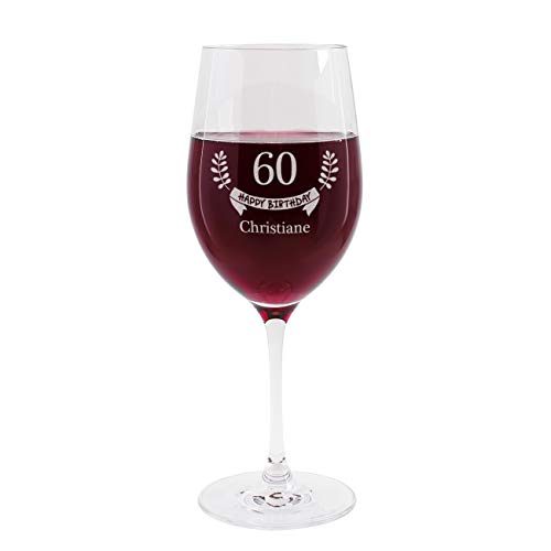 Herz & Heim® Weinglas mit Gravur des Namens zum 60. Geburtstag - Happy Birthday - die Geschenkidee von Herz & Heim