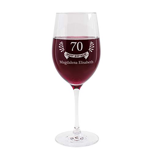 Herz & Heim® Weinglas mit Gravur des Namens zum 70. Geburtstag - Happy Birthday - die Geschenkidee von Herz & Heim