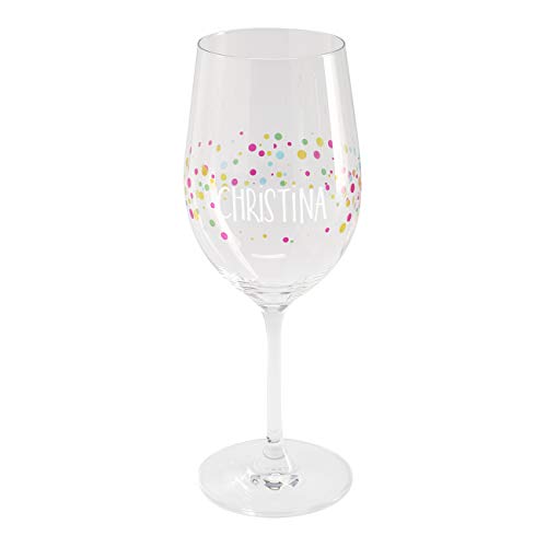 Herz & Heim® Weinglas zum Geburtstag mit Aufdruck deines Wunschnamens mit Konfetti Design von Herz & Heim