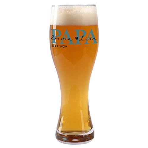 Herz & Heim® Weizenglas mit Aufdruck - Papa Bierglas als perfektes Vatertagsgeschenk von Herz & Heim