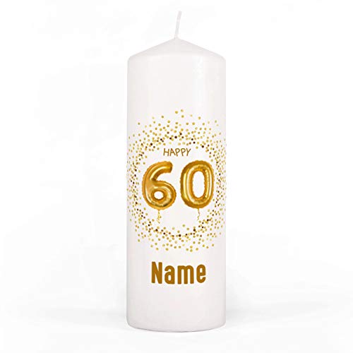 Herz & Heim® personalisierte Geburtstagskerze zum runden Geburtstag mit Wunschnamen 60. Geburtstag von Herz & Heim