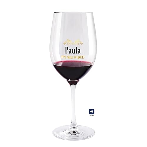 Herz & Heim® schönes Geschenk für die Frau Weinglas mit Personalisierung zu Weihnachten oder zum Geburtstag wine o clock von Herz & Heim