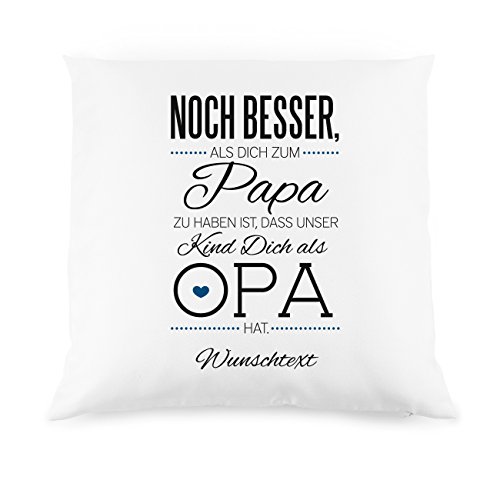 Herz & Heim® schönes Kissen als Kompliment für den besten Opa mit Gratis Druck Ihres Wunschtextes unser Kind von Herz & Heim