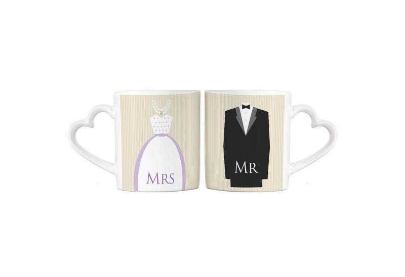 Herz & Heim Tasse 2er Set mit Henkel in Herzform und Motiven für Paare von Herz & Heim