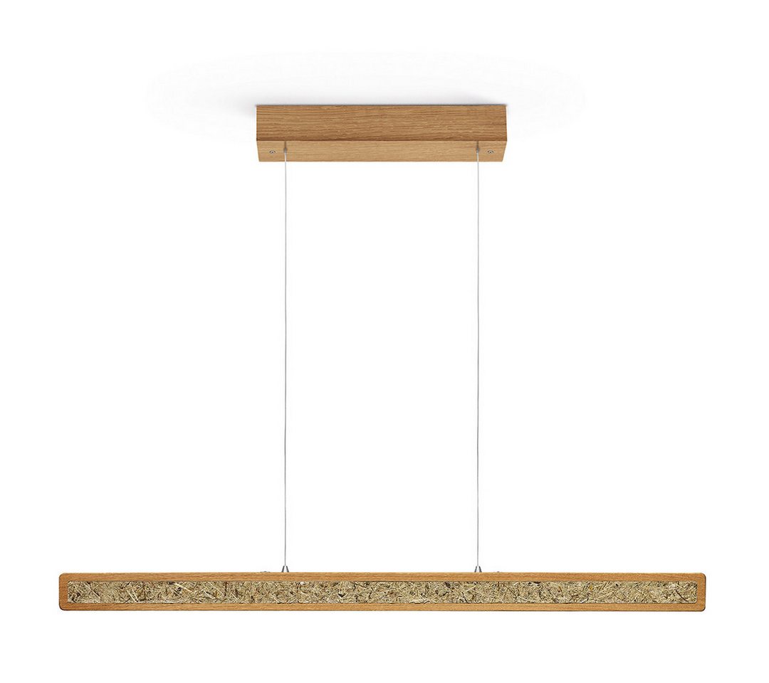 HerzBlut LED-Hängeleuchte Karl H Holz mit Almwiesenheu, Alu LED-Leiste Acryl satiniert von HerzBlut