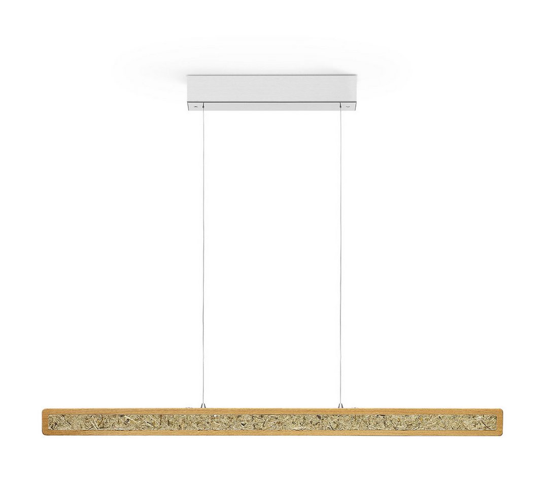 HerzBlut LED-Hängeleuchte Karl H Holz mit Alwiesenheuapplikation, Alu LED-Leiste Acryl satiniert von HerzBlut