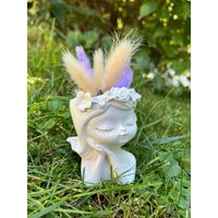 Blumenmädchen Trockenblumen Weihnachten Advent Deko Geschenk Handgemacht Raysin Gips von HerzCraftArt