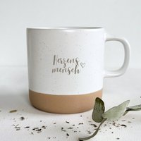 Herzensmensch - Personalisierbare 350Ml Keramiktasse | Unglasiertes Bodendesign Sandy von HerzHolzPapier