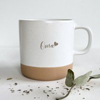 Oma - Personalisierbare 350Ml Steingut-Tasse Mit Unglasiertes Bodendesign | Sandy von HerzHolzPapier
