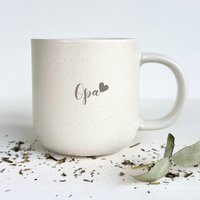 Tasse Opa - Personalisierbar Gravierte Keramiktasse Mit Matter Oberfläche Und Stilvollem Touch Pastellweiß Gesprenkelt Styler von HerzHolzPapier