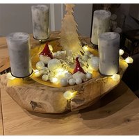 Adventskranz Holz Teak Urige Adventsschale Adventsschale Holz Ca. 30-40cm Adventskranz Holz Teak Urige Adventsschale Adventsschale Holz Ca. 30-40cm von HerzHolzWerkstatt