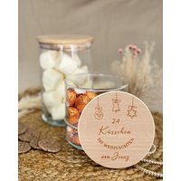 Adventskalender Personalisiert Glas I 24 Küsschen Bis Weihnachten, Weihnachtskalender Idee, Vorratsglas, Mini Adventsgeschenk Schwester von HerzJoy