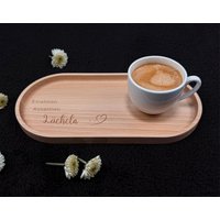 Serviertablett Personalisiert Gravur Lächeln | Dekotablett , Kaffee Tee Holztablett Als Geschenk Für Frauen, Freundinnen & Besondere Anlässe von HerzJoy