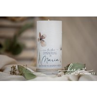 Trauerkerze "Blumen" Erinnerungskerze Modern Individuell Personalisiert Mit Wunschtext Trauergeschenk Licht Im Dunkel Verlustbewältigung von HerzLichtMomente