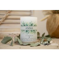 Trauerkerze "Eucalyptus" Modern Led Individuell Personalisiert Mit Wunschtext Erinnerungskerze Trauergeschenk Erinnerungsgeschenk Led-Kerze von HerzLichtMomente