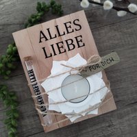 Geburtstags Karte Aus Holz Klötzchen Teelichthalter Kerzenhalter Alles Gute Geschenk von Herzallerliiiebst