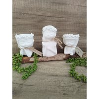 Mädchen Blumen Köpfe Deko Raysin Weiß Blumentopf Geschenk Einschulung Rucksack Geburtstag Garten Hochzeit Taufe Kinder von Herzallerliiiebst