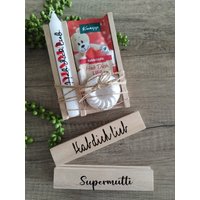 Muttertag Geschenk Mama Freude Hab Dich Lieb Kerzen Raysin Set Kerzenhalter Klötzchen Holz Personalisiert von Herzallerliiiebst