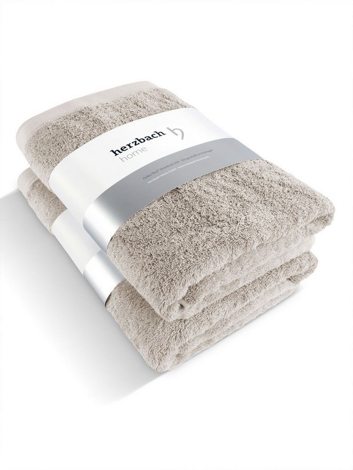 Herzbach Home Duschtücher Pura 70x140 cm, (2-St), 550g/m², Premium-Qualität, 100% Baumwolle, einfarbig von Herzbach Home