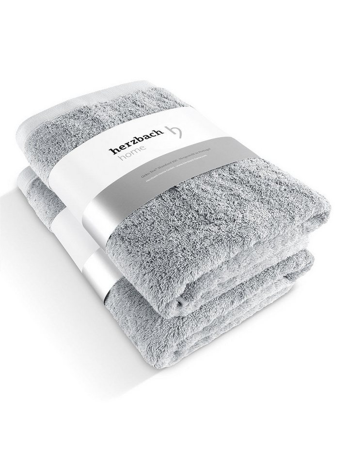Herzbach Home Duschtücher Pura 70x140 cm, (2-St), 550g/m², Premium-Qualität, 100% Baumwolle, einfarbig von Herzbach Home