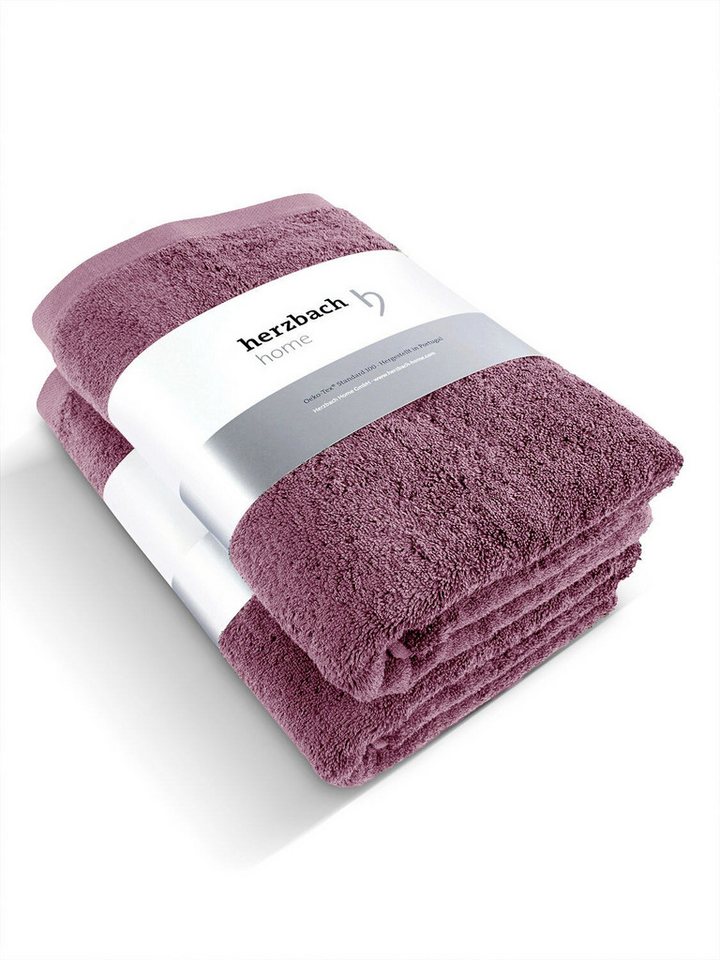 Herzbach Home Duschtücher Pura 70x140 cm, (2-St), 550g/m², Premium-Qualität, 100% Baumwolle, einfarbig von Herzbach Home