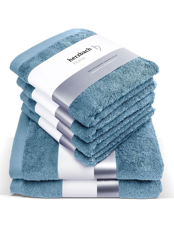 Herzbach Home Handtuch Set Pura, (6-St), 6er Set, 550g/m², Premium-Qualität, 100% Baumwolle, einfarbig von Herzbach Home