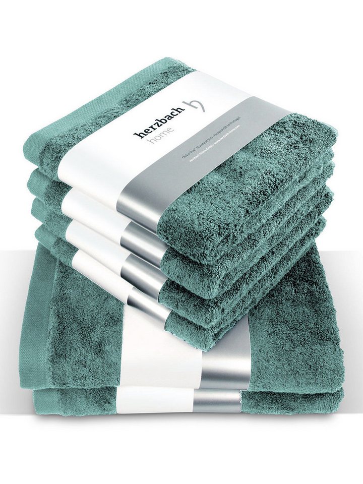 Herzbach Home Handtuch Set Pura, (6-St), SET 2x Duschtücher und 4x Handtücher von Herzbach Home