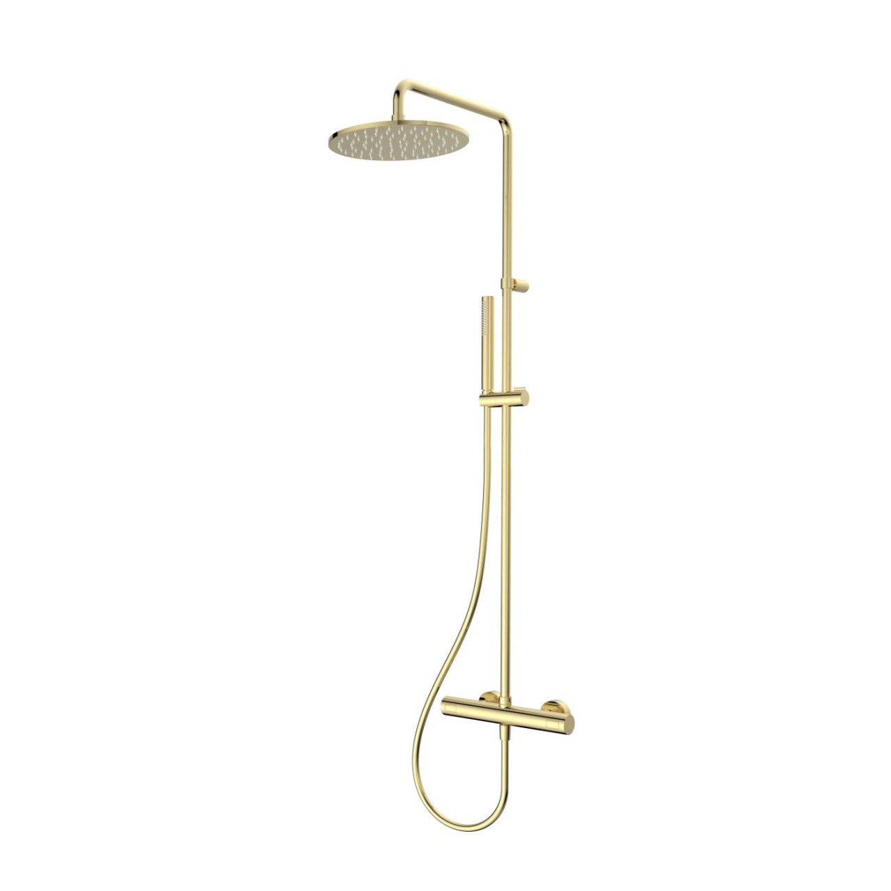 Herzbach LIVING SPA Duschsäule RB 250mm rund Stabhandbrause PVD Gold, 30.988250.1.03 30.988250.1.03 von Herzbach