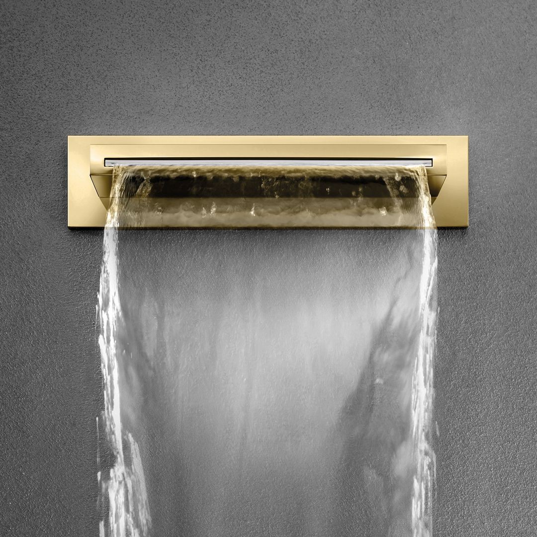 Herzbach LIVING SPA Schwall-Wandauslauf XL Aufputz PVD Gold, 30.697000.1.03 30.697000.1.03 von Herzbach