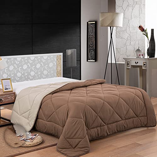 Herzberg Home & Living 2 Personen-gedrucktes Duvet in 100% hoher Mikrofaser-Standard Oeko-tex 100-Two-Tone 240x200 cm Braun-Herzberg HG2420bco-brn, Polyester von Herzberg