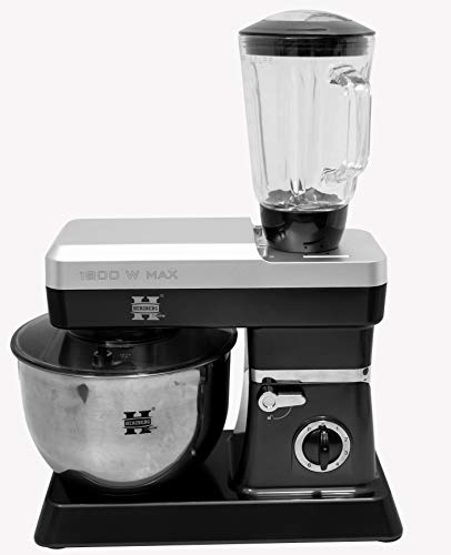 Herzberg, HG5065-BK, Multifunktions-Ketmaschine, Standmixer aus Glas, 1,7 l, maximale Leistung 1800 W, 6 Geschwindigkeitsstufen, Fassungsvermögen der Schüssel 6,5 l, Edelstahl, Farbe Schwarz von Herzberg