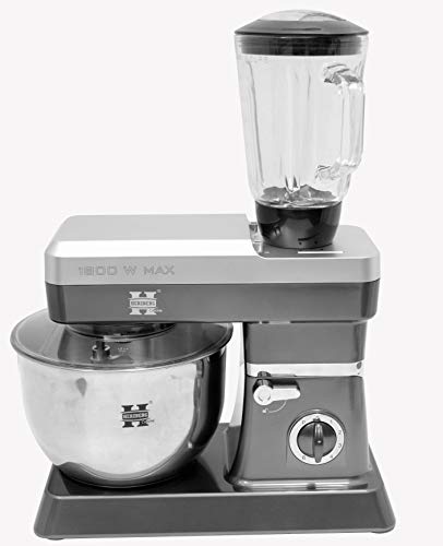 Herzberg, HG5065-GRAY, Multifunktions-Kettroboter aus Glas, 1,7 l, Leistung max. 1800 W, Einstellung von 6 Geschwindigkeiten, Fassungsvermögen der Schüssel 6,5 l, Edelstahl, Farbe Grau Herzberg, HG5065-GRAY, Multifunktions-Kettroboter aus Glas, 1,7 l, Leistung max. 1800 W, Einstellung von 6 Geschwindigkeiten, Fassungsvermögen der Schüssel 6,5 l, Edelstahl, Farbe Grau von Herzberg