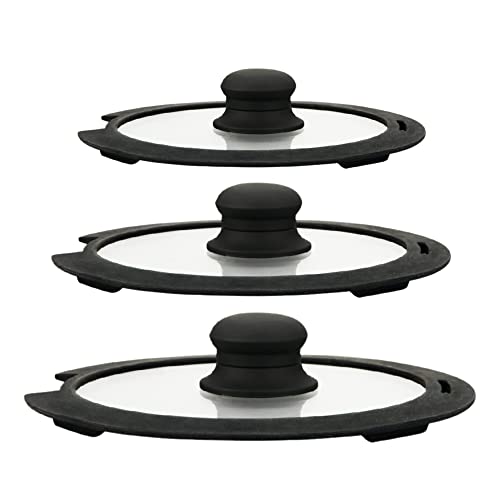 Herzberg - Küchenhelfer – Deckel aus Hartglas – Deckel mit Ring – Set mit 3 Deckeln mit Silikonring 16/20/24 cm – HGCOVS3 Herzberg - Küchenhelfer – Deckel aus Hartglas – Deckel mit Ring – Set mit 3 Deckeln mit Silikonring 16/20/24 cm – HGCOVS3 von Herzberg