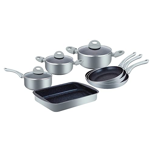 Herzberg Los Induktionssparen-Set Papon und Poele alle Lichter-belüftete Glasabdeckung-Küchenbatterie Marmorabdeckung-10 Räume HG9016-SL, Ceramic von Herzberg