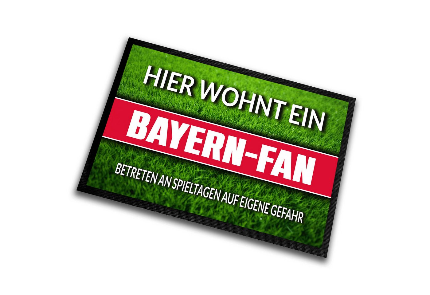 Herzbotschaft Fußmatte Hier wohnt ein Bayern Fan - Betreten an Spieltagen auf eigene Gefahr!, Rasenoptik Türmatte für Fußballfans, 60x40cm, für innen und außen Herzbotschaft Fußmatte Hier wohnt ein Bayern Fan - Betreten an Spieltagen auf eigene Gefahr!, Rasenoptik Türmatte für Fußballfans, 60x40cm, für innen und außen von Herzbotschaft