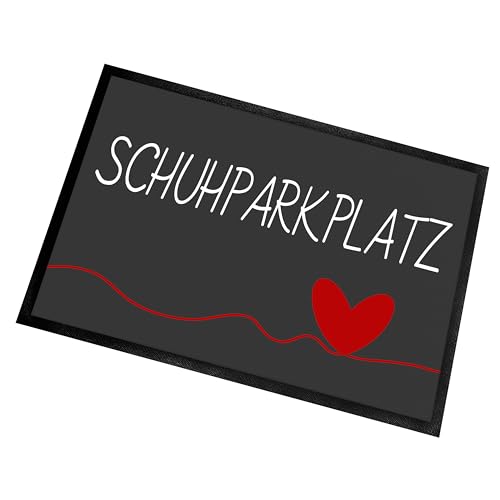 Herzbotschaft Fußmatte | Türmatte mit Spruch | 60x40cm | Schuhparkplatz | für innen und außen | Vorleger für die Haustür/Flur | Geschenk zur ersten Wohnung | Einweihung | Made in Germany von Herzbotschaft