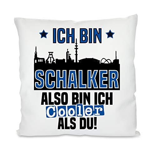 Herzbotschaft Kissen mit Motiv Modell: Ich Bin Schalker, Also Bin ich Cooler als du von Herzbotschaft