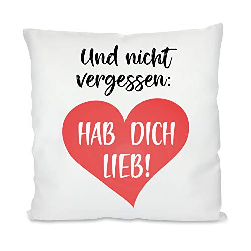 Herzbotschaft Kissen mit Motiv Modell: Und Nicht vergessen - Hab Dich lieb Herzbotschaft Kissen mit Motiv Modell: Und Nicht vergessen - Hab Dich lieb von Herzbotschaft