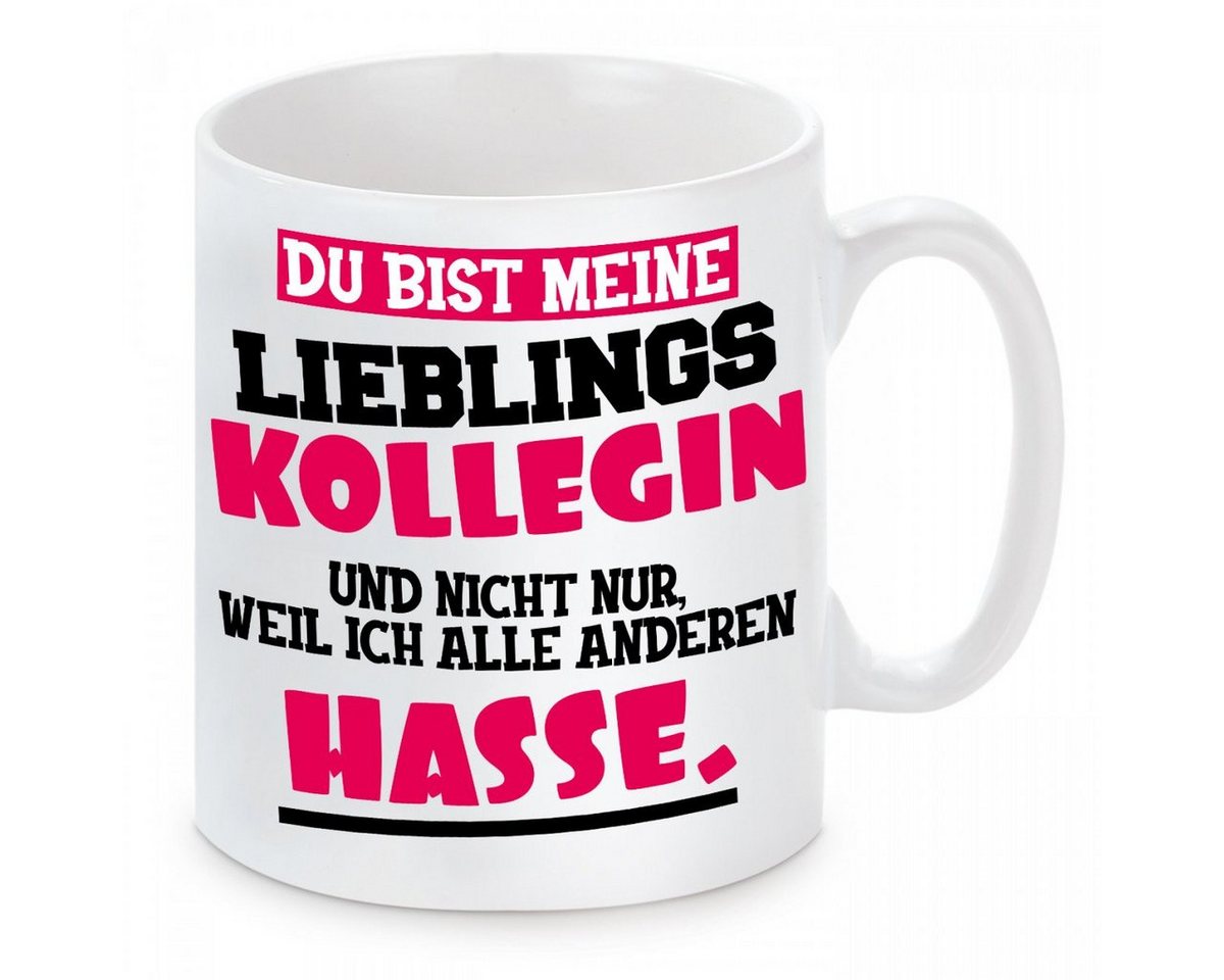 Herzbotschaft Tasse Kaffeebecher mit Motiv Du bist meine Lieblingskollegin, Keramik, Kaffeetasse spülmaschinenfest und mikrowellengeeignet von Herzbotschaft