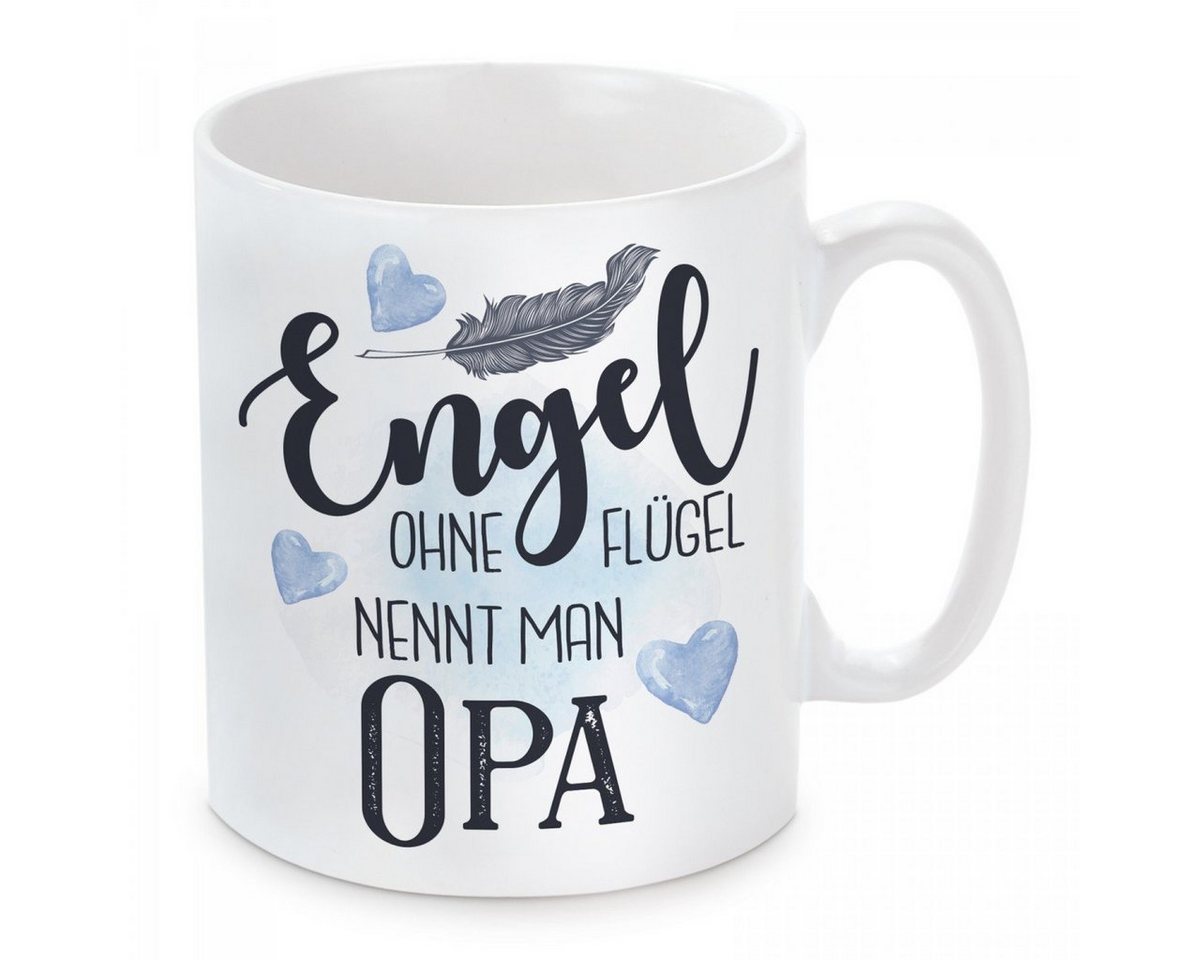 Herzbotschaft Tasse Kaffeebecher mit Motiv Engel ohne Flügel nennt man Opa, Keramik, Kaffeetasse spülmaschinenfest und mikrowellengeeignet von Herzbotschaft