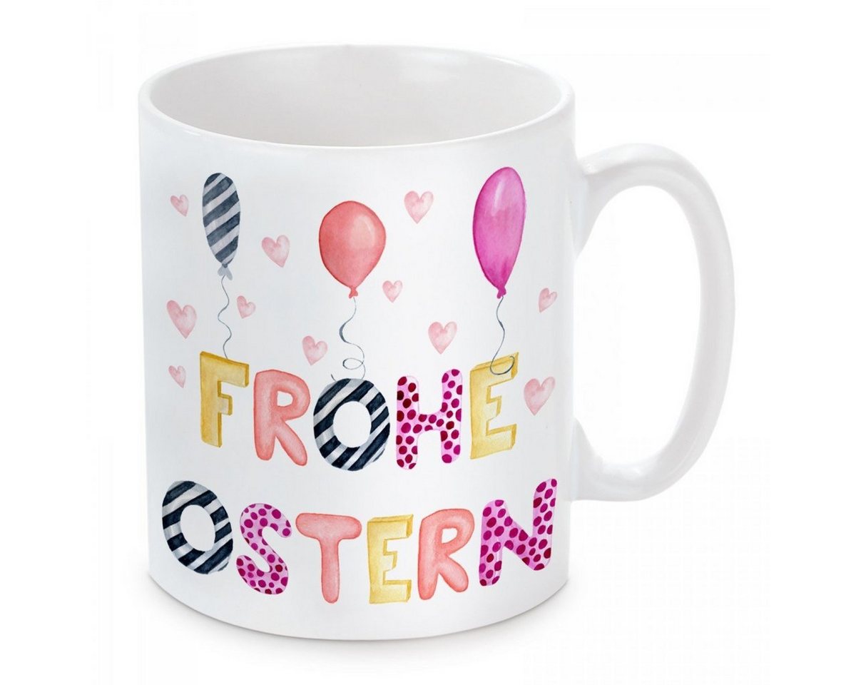 Herzbotschaft Tasse Kaffeebecher mit Motiv Frohe Ostern, Keramik, Kaffeetasse spülmaschinenfest und mikrowellengeeignet von Herzbotschaft