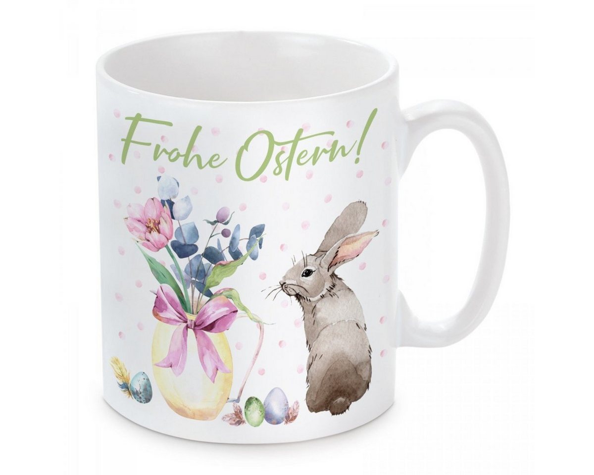 Herzbotschaft Tasse Kaffeebecher mit Motiv Frohe Ostern, Keramik, Kaffeetasse spülmaschinenfest und mikrowellengeeignet von Herzbotschaft