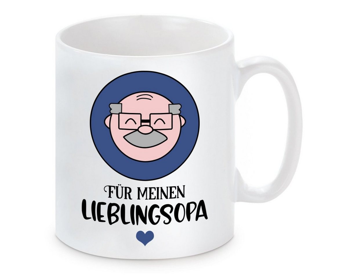 Herzbotschaft Tasse Kaffeebecher mit Motiv Für meinen Lieblingsopa, Keramik, Kaffeetasse spülmaschinenfest und mikrowellengeeignet von Herzbotschaft